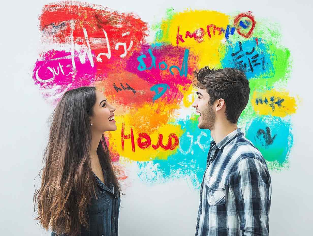 Dos personas comunicándose en distintos idiomas durante una consulta sobre documentos