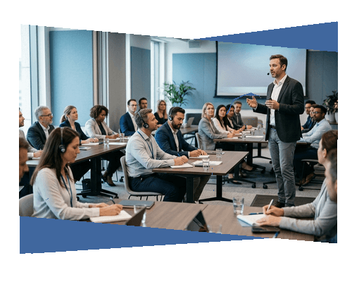 Interpreter supporting a business seminar and training session in Orlando