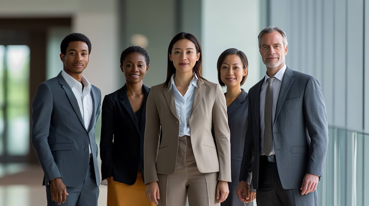 Un equipo diverso de profesionales certificados de la traducción colaborando