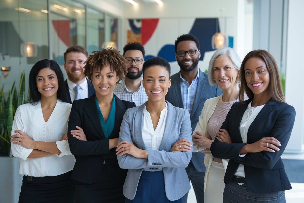 Grupo de intérpretes trabajando