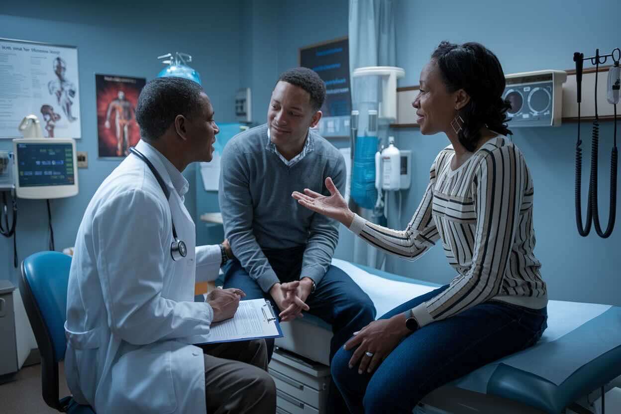 Intérprete médico apoyando una consulta con un paciente en Orlando
